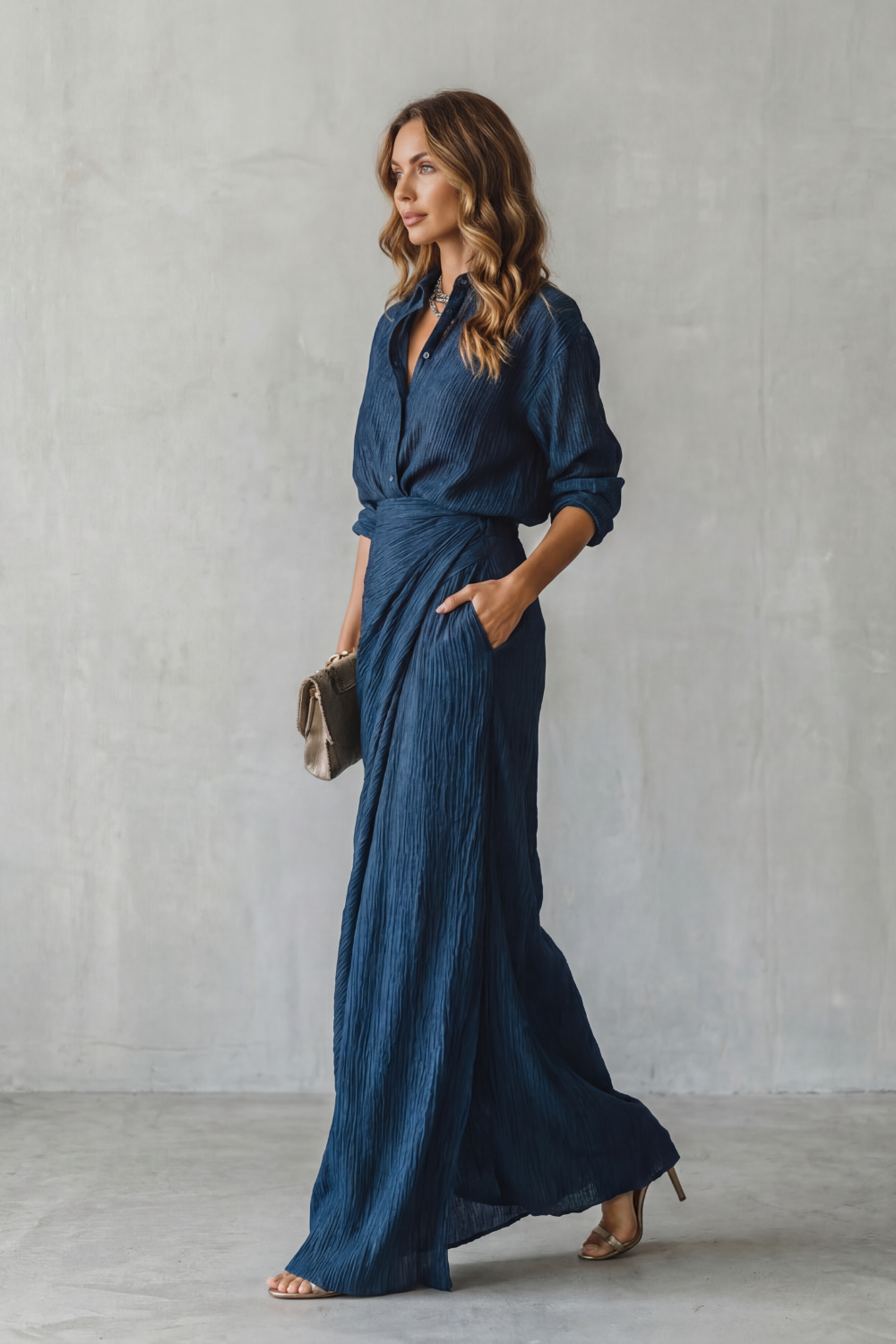 Pleated Texture Elegance Two-piece Set