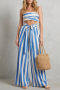 Coastal Striped Design Two-piece Trouser Set