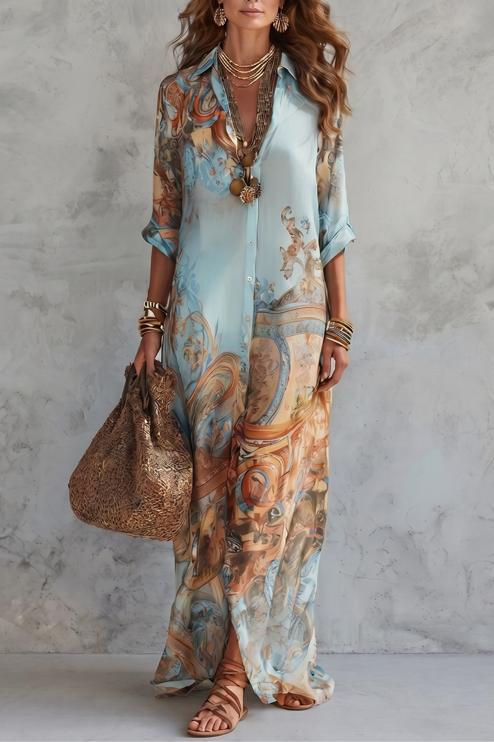 Ornate Resort Print Maxi Dress