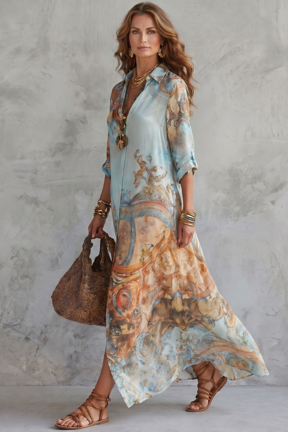 Ornate Resort Print Maxi Dress
