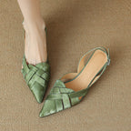 Kaelis Woven Leather Slingback Heels