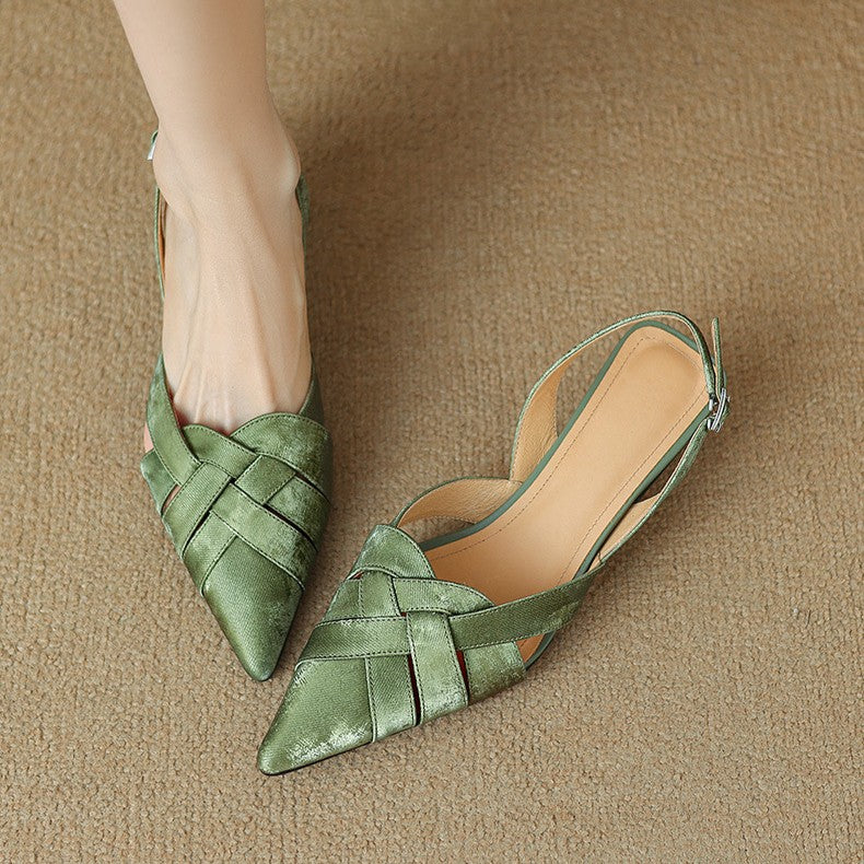 Kaelis Woven Leather Slingback Heels