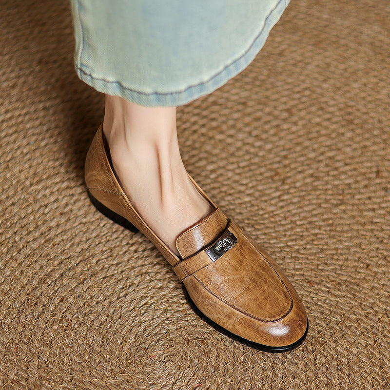 Corren Lock Accent Leather Loafers