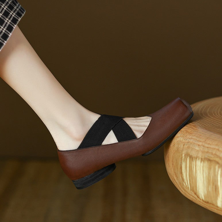 Calira Square Toe Leather Ballets