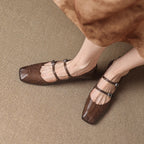 Aurelle Dual Strap Leather Mary-Janes