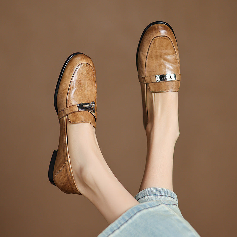 Corren Lock Accent Leather Loafers