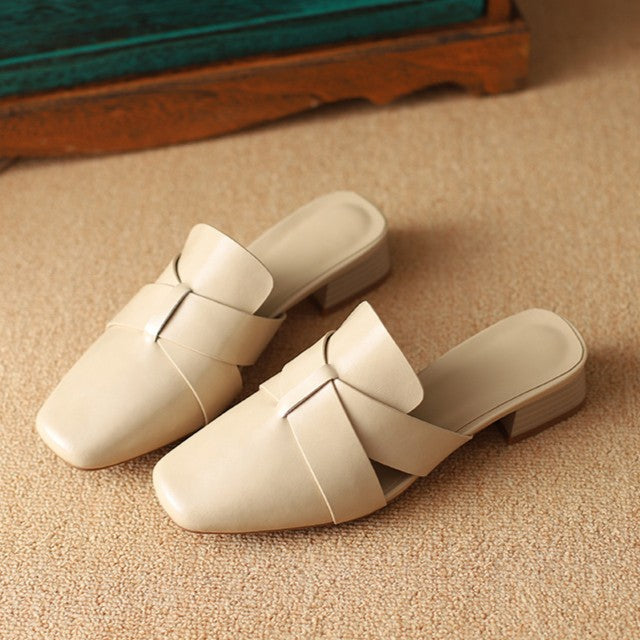Caelis Square Toe Leather Mules
