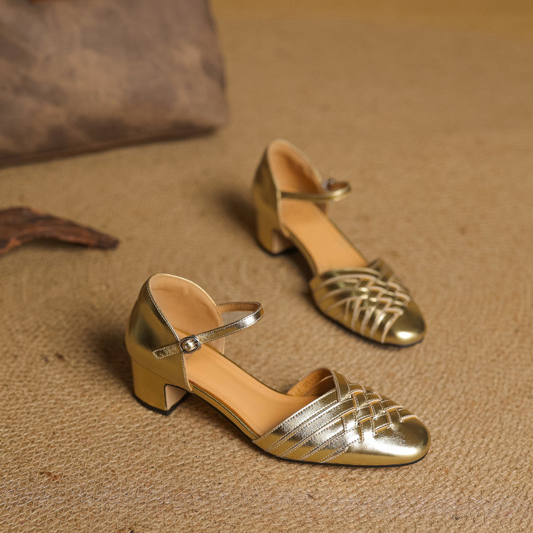 Marais Woven Leather Heels