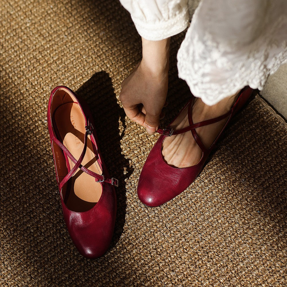 Orlisse Mary-Jane Leather Flats