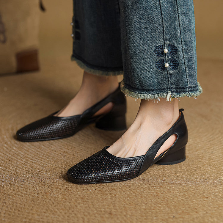 Serisse Mesh Leather Heels