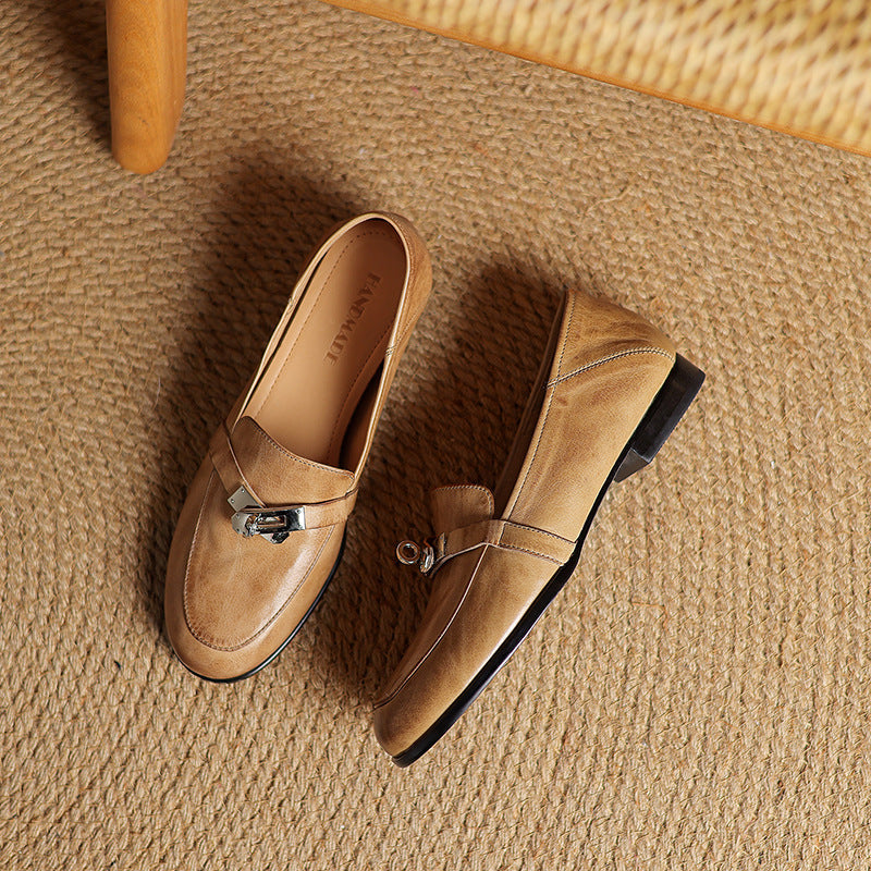 Corren Lock Accent Leather Loafers