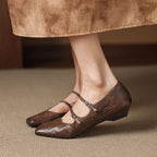 Aurelle Dual Strap Leather Mary-Janes