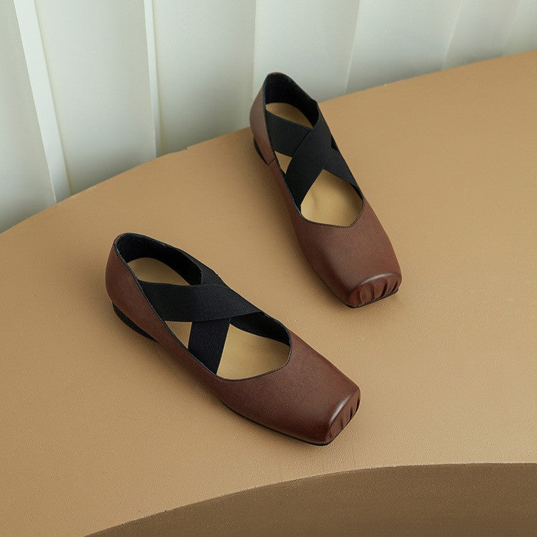 Calira Square Toe Leather Ballets