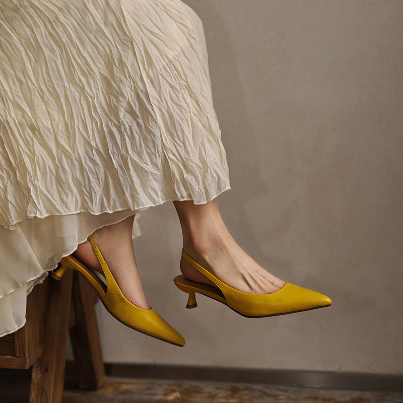 Maelle Lambskin Leather Slingback Heels