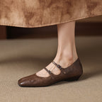 Aurelle Dual Strap Leather Mary-Janes