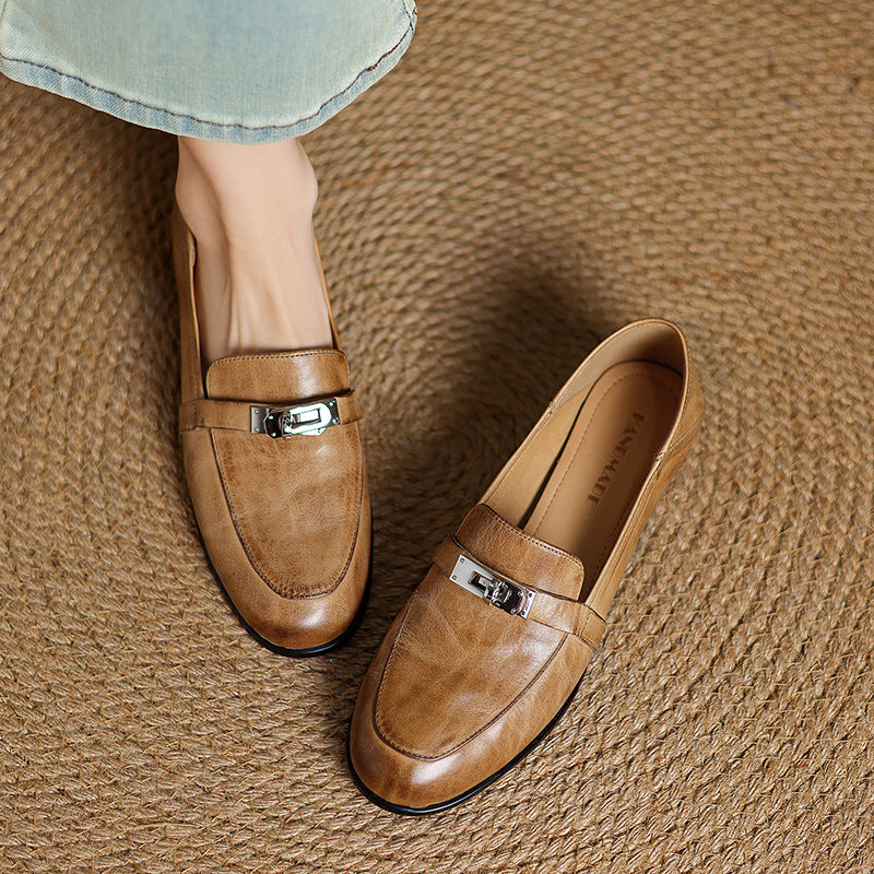Corren Lock Accent Leather Loafers