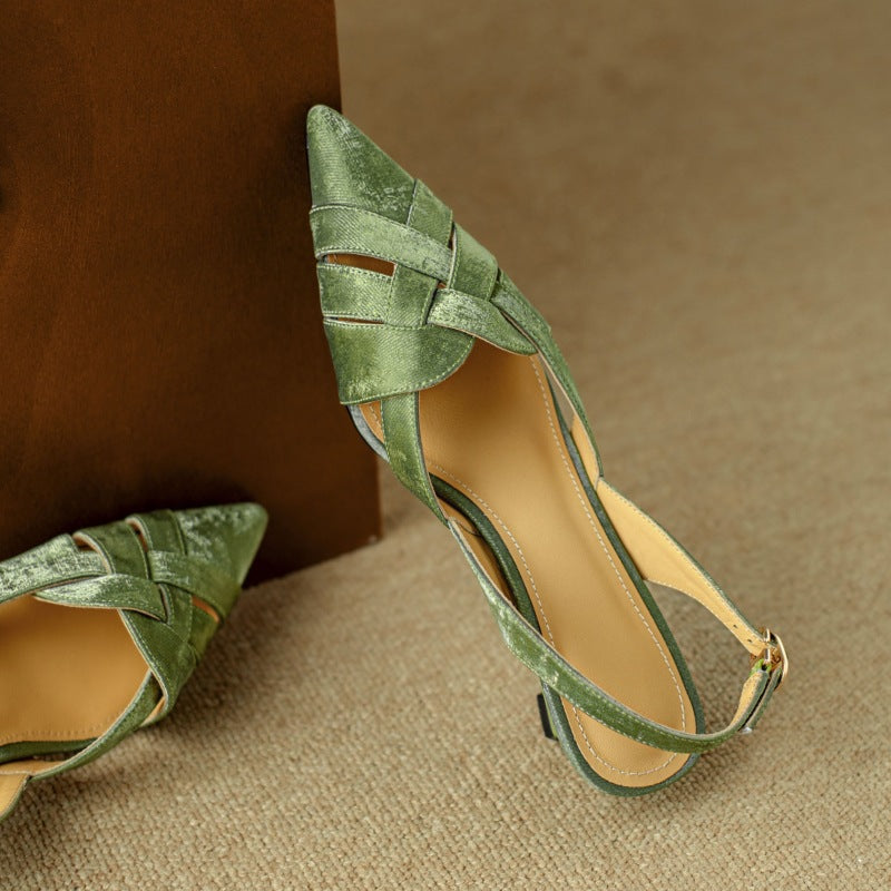 Kaelis Woven Leather Slingback Heels