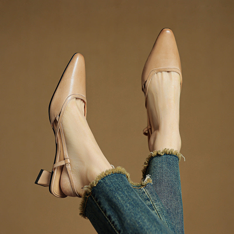 Velune Slingback Leather Heels