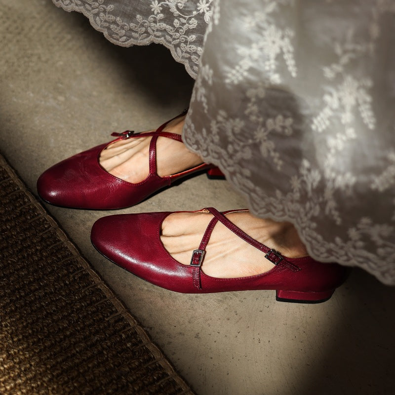 Orlisse Mary-Jane Leather Flats