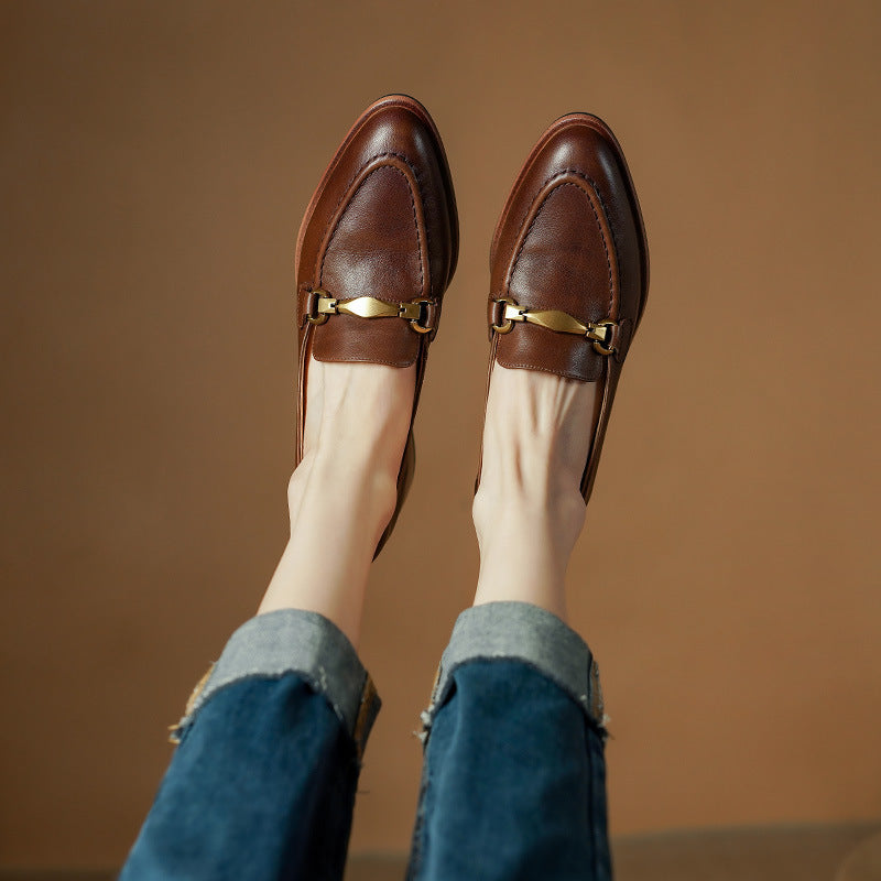 Virelle Metal-Bit Leather Loafers