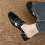 Rosel Square-Toe Leather Mules