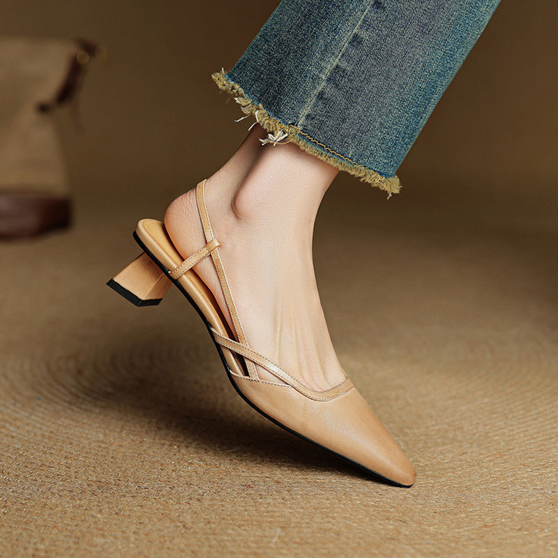 Velune Slingback Leather Heels