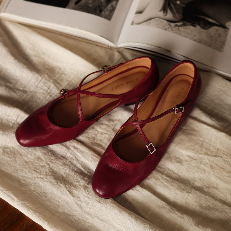 Orlisse Mary-Jane Leather Flats