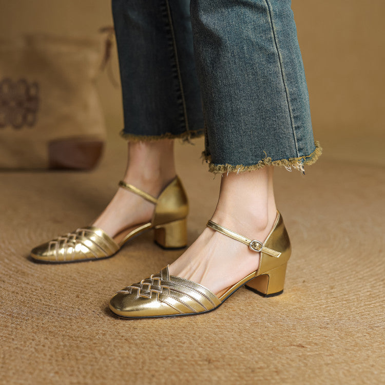 Marais Woven Leather Heels