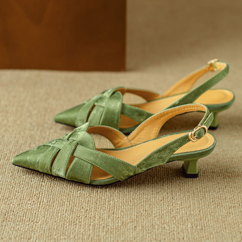 Kaelis Woven Leather Slingback Heels