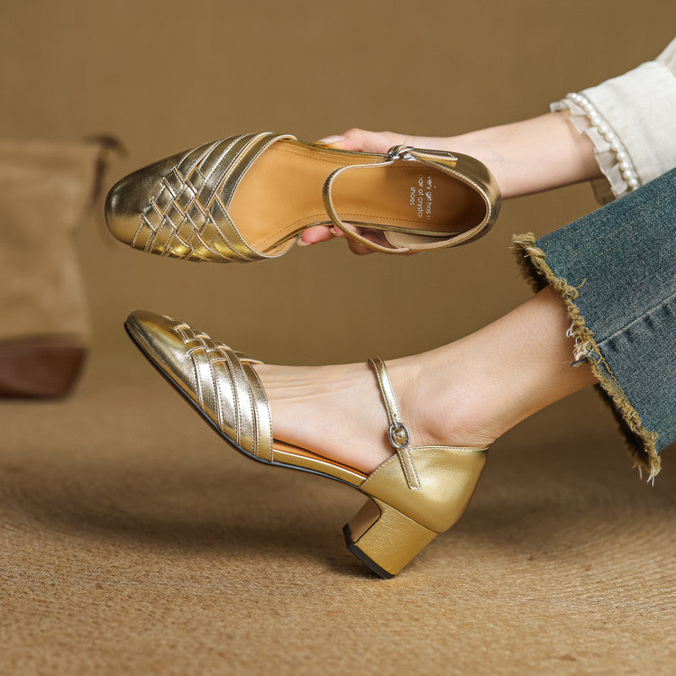 Marais Woven Leather Heels