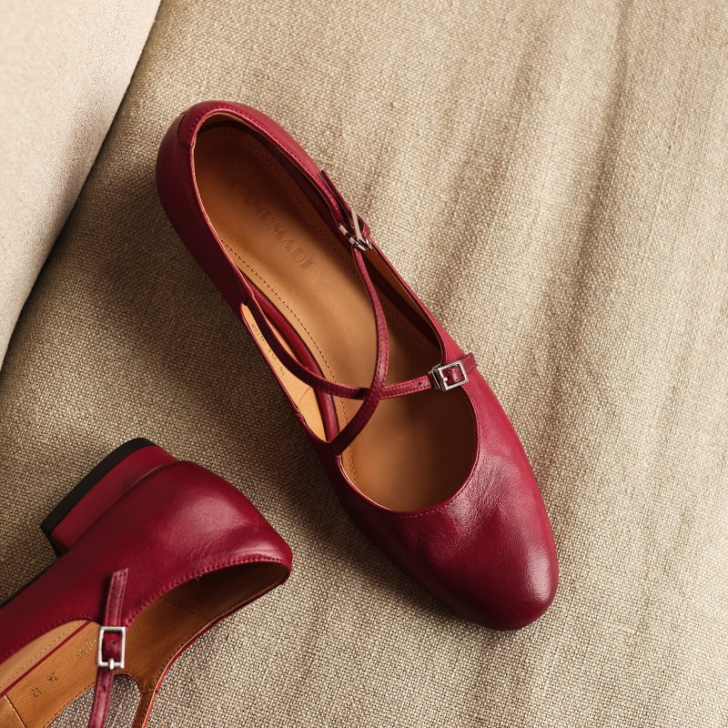 Orlisse Mary-Jane Leather Flats