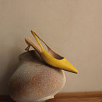 Maelle Lambskin Leather Slingback Heels