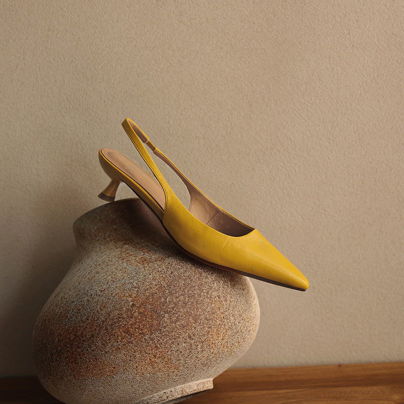 Maelle Lambskin Leather Slingback Heels