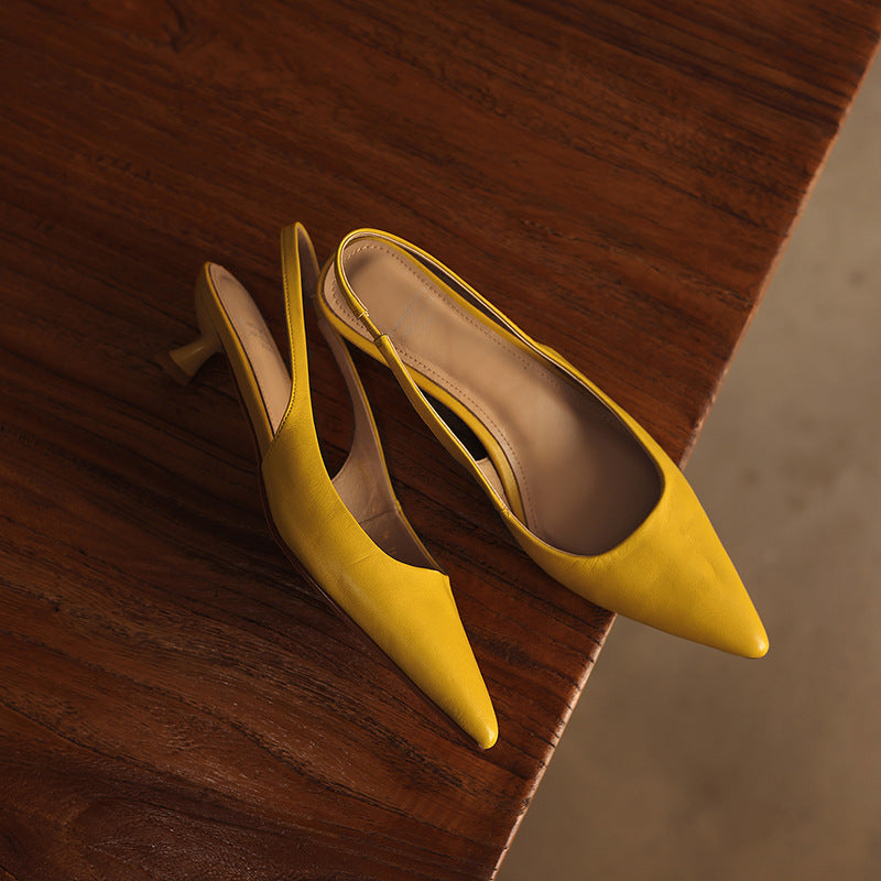 Maelle Lambskin Leather Slingback Heels