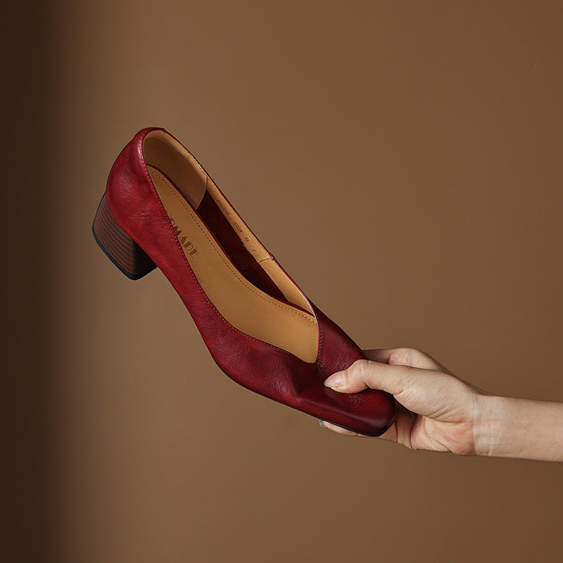 Caldré Leather Square Pumps