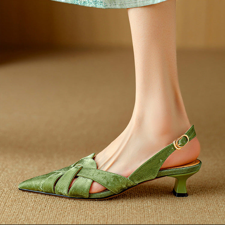 Kaelis Woven Leather Slingback Heels