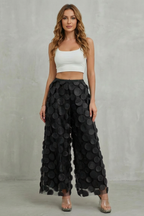 3D Circle Appliqué Wide-leg Trousers