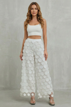 3D Circle Appliqué Wide-leg Trousers
