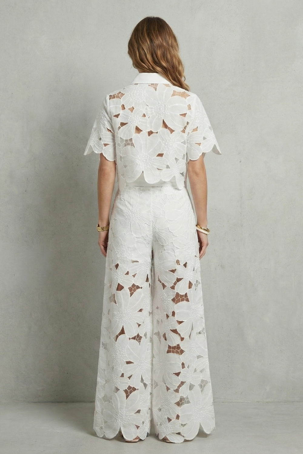 Embroidered Lace Elegance Top And Skirt Set