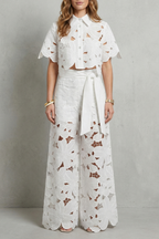Embroidered Lace Elegance Top And Skirt Set