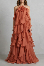 Layered Ruffle Statement Maxi Dress
