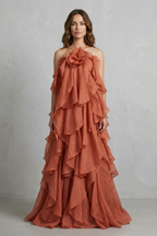 Layered Ruffle Statement Maxi Dress