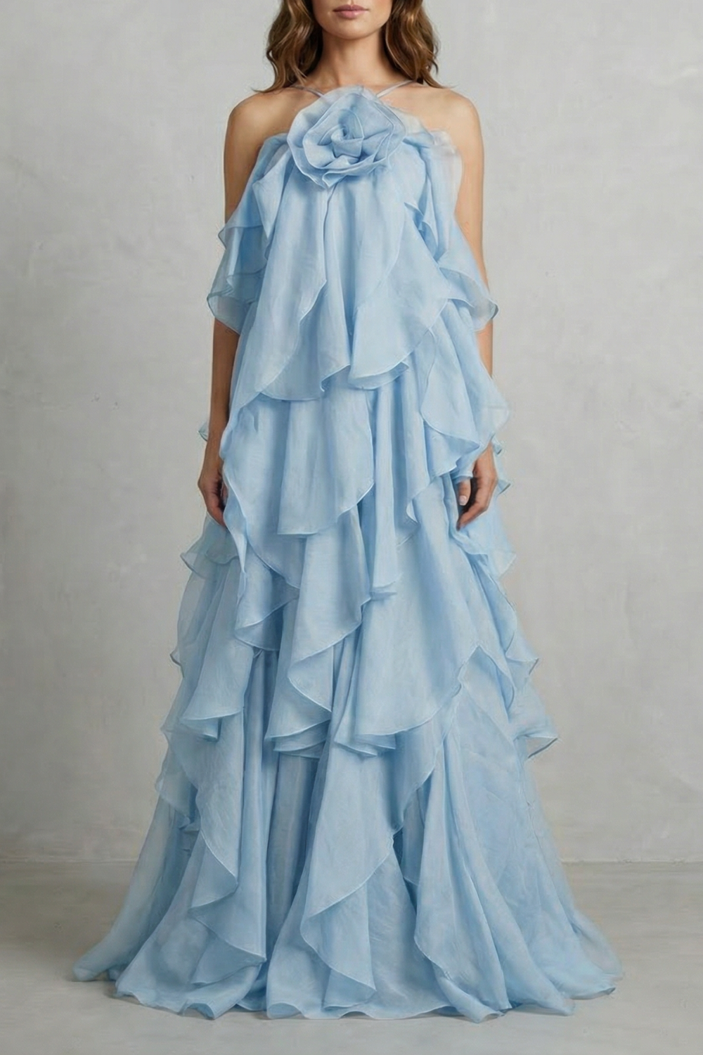 Layered Ruffle Statement Maxi Dress