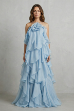 Layered Ruffle Statement Maxi Dress