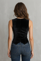 Sculpted Elegance Velvet Buttoned Vest