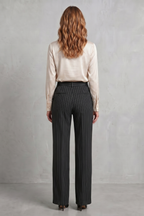 Refined Pinstripe Elegance Wide-leg Trousers