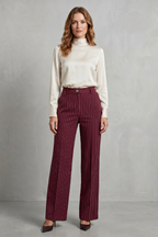 Refined Pinstripe Elegance Wide-leg Trousers
