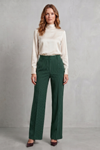 Refined Pinstripe Elegance Wide-leg Trousers