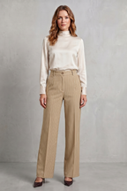 Refined Pinstripe Elegance Wide-leg Trousers