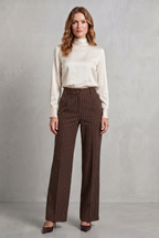 Refined Pinstripe Elegance Wide-leg Trousers